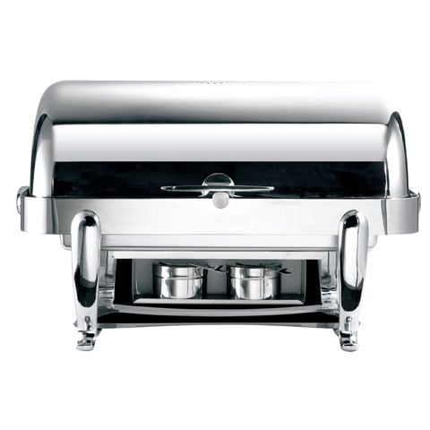Safico Stainless Steel Chafing Dish, Oblong Roll Top, 66x45x43cm, with Stainless Steel Legs