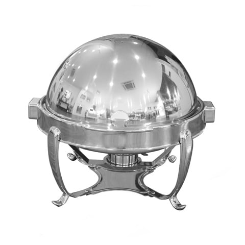 Safico Stainless Steel Chafing Dish, Round Roll Top, 53x53x44cm, 6.5L, with Stainless Steel Legs