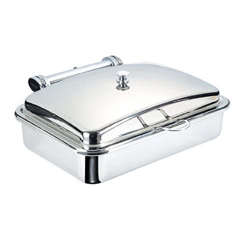 Safico Stainless Steel Oblong GN1/1 Induction Chafing Dish with Porcelain Insert, L55.3xW51xH22cm