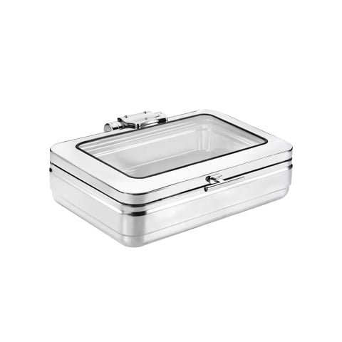 Safico Stainless Steel GN 1/1 Induction Chafing Dish with Glass Lid 7.5L, L58xW48xH17cm