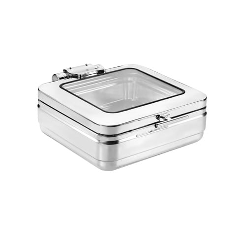 Safico Stainless Steel GN 2/3 Induction Chafing Dish with Glass Lid 6.5L, L40.5xW48xH17cm