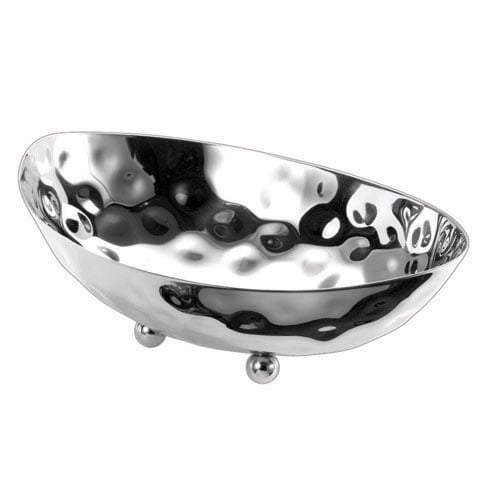 Safico Stainless Steel Oval Bowl, Curved Shape, Hammered Finish