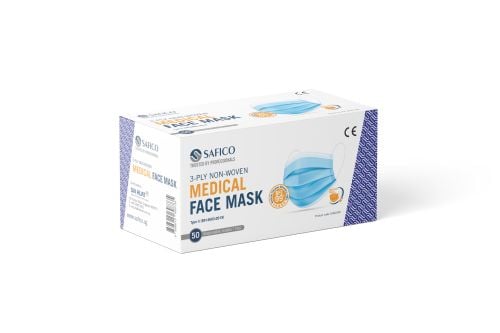 Safico 3-Ply Non-Woven Medical Face Mask, Blue, 50Pcs/Box