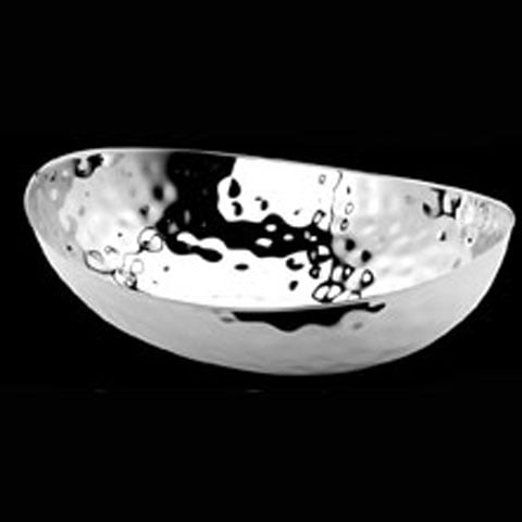 Safico Stainless Steel Large Oval Bowl, L37.2xW28.8xH11cm, Hammered Finishing