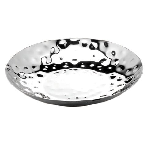 Safico Stainless Steel Round Shallow Bowl, Ø36xH6cm, Hammered Finishing