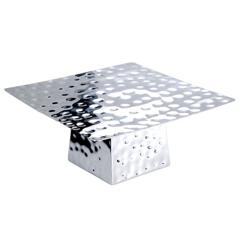 Safico Stainless Steel Square Footed Buffet Display Stand L35xW35xH14cm, Hammered Finish
