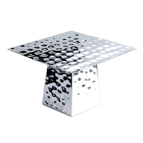 Safico Stainless Steel Square Footed Buffet Display Stand L28xW28xH18.5cm, Hammered Finish