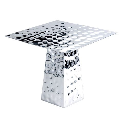 Safico Stainless Steel Square Footed Buffet Display Stand L25.5xW25.5xH22cm, Hammered Finish