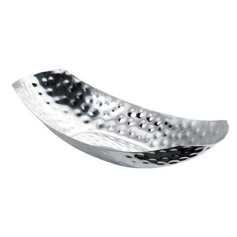 Safico Stainless Steel Oblong Curve Shaped Bowl, L60.6xW23xH12.5cm, Hammered Finishing