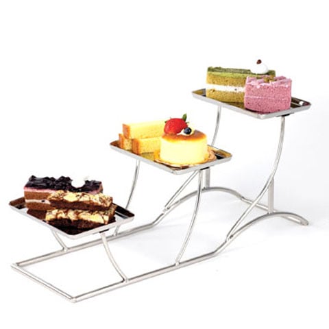 S/S 3 TIER CAKE STAND, L44xW15xH24.5cm, MIRROR FINISH, SAFICO