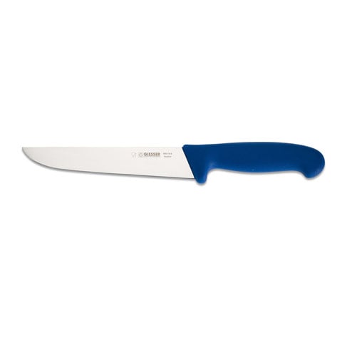 Giesser Butcher Knife 18cm Narrow Shape, Plastic Handle Blue