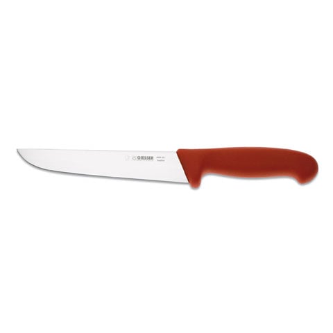 Giesser Butcher Knife 18cm Narrow Shape, Plastic Handle Red