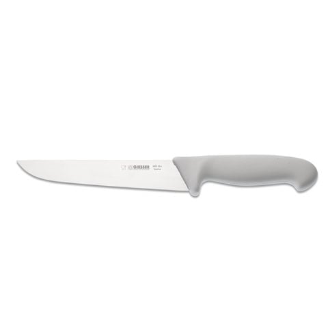 Giesser Butcher Knife 18cm Narrow Shape, Plastic Handle White