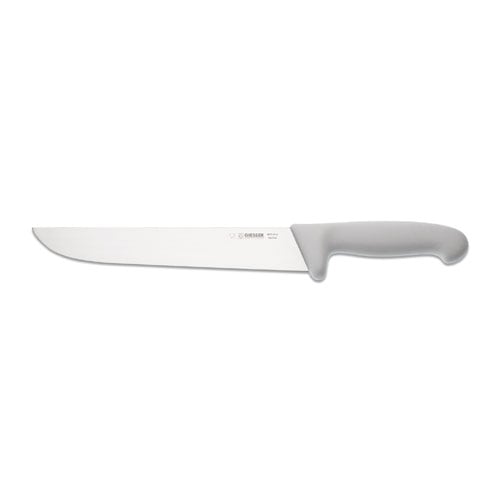 Giesser Butcher Knife 24cm Narrow Shape, Plastic Handle White