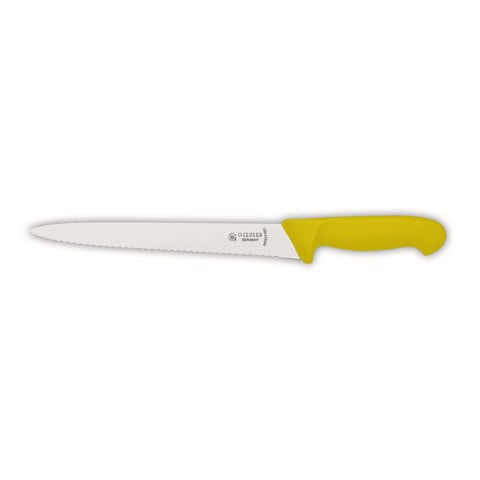 Giesser Ham Knife 31cm With Serrated Edge, Pointed Tip, Plastic Handle Yellow