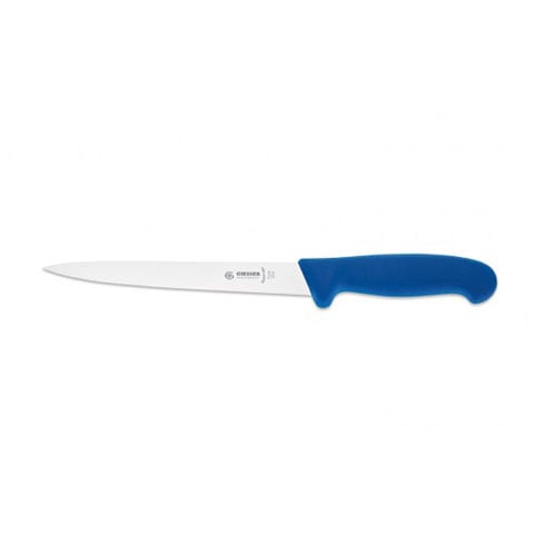 Giesser Filleting Knife 20cm With Narrow & Flexible Blade, Plastic Handle Blue