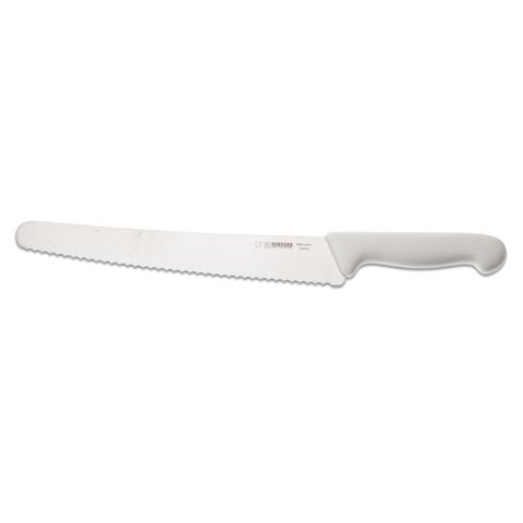 Giesser Universal Knife 25cm With Wavy Edge, Plastic Handle White