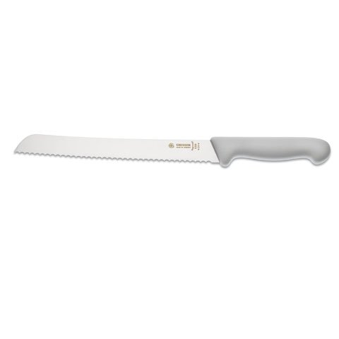 Giesser Bread Knife 24cm With Wavy Edge, Plastic Handle White