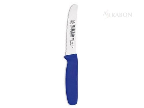 Giesser Universal Knife 11cm With Serrated Edge, Plastic Handle Blue