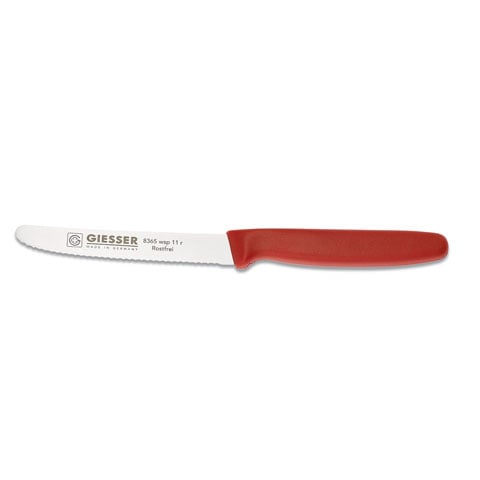 Giesser Universal Knife 11cm With Serrated Edge, Plastic Handle Red