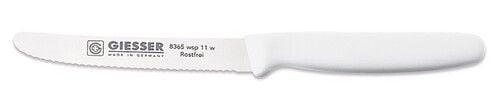 Giesser Universal Knife 11cm With Serrated Edge, Plastic Handle White