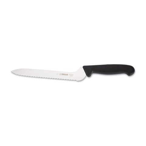 Giesser Offset Bread Knife 18cm With Wavy Edge, Plastic Handle