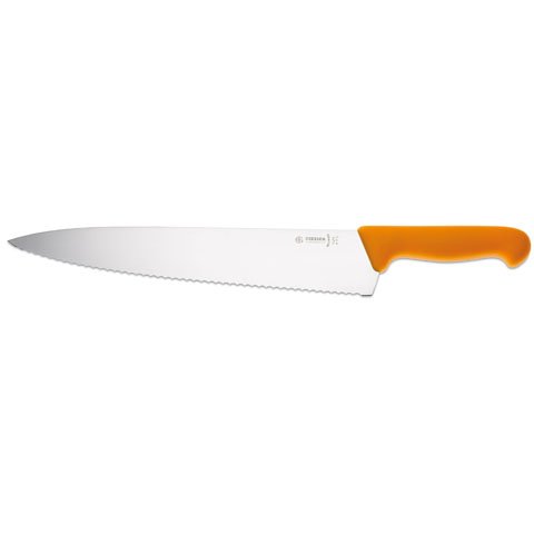 Giesser Chef's Knife 31cm With Wide Blade & Wavy Edge, Plastic Handle Yellow
