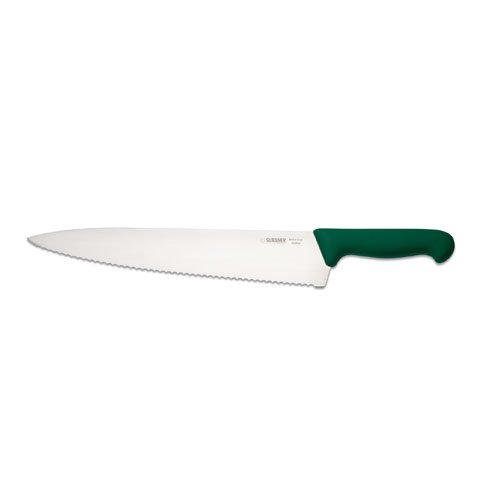 Giesser Chef's Knife 31cm With Wide Blade & Wavy Edge, Plastic Handle Green