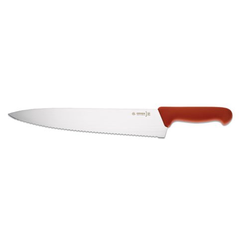 Giesser Chef's Knife 31cm With Wide Blade & Wavy Edge, Plastic Handle Red