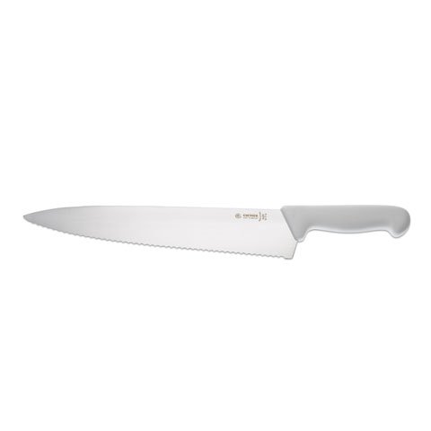 Giesser Chef's Knife 31cm With Wide Blade & Wavy Edge, Plastic Handle White