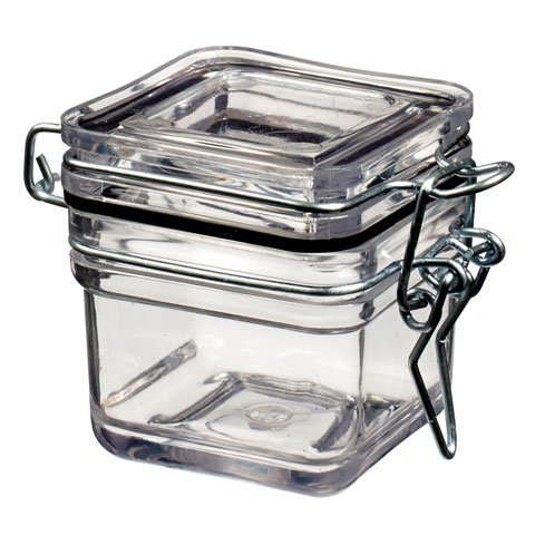 Solia PS Square Plastic Storage Jar With Clip 60ml 24Pcs/Pkt