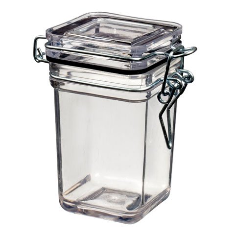 Solia PS Square Plastic Storage Jar With Clip 110ml, 24Pcs/Pkt