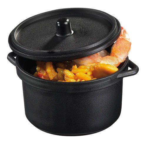 Solia Disposable Mini Cooking Pot Black 8cl + Lid , 30Pcs/Pkt