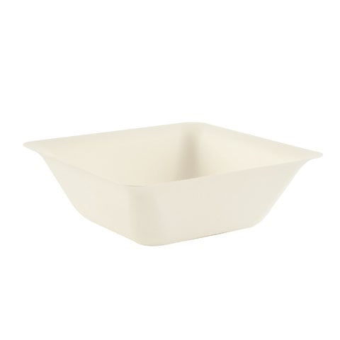 Solia Sugarcane Pulp Biodegradable Square Salad Bowl (PFAS Free) L16.5xW16.5xH5.5cm, 0.9L, 50Pcs/Pkt