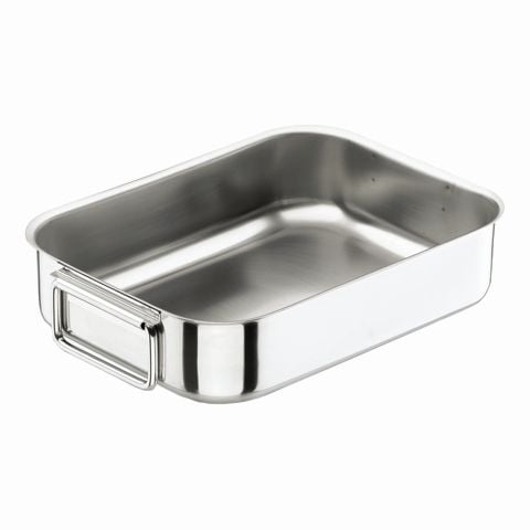 Lacor Stainless Steel Roast Pan With Movable Handles L35xW26xH7.8cm