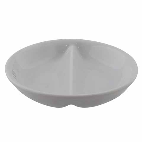 Patra Round Divided Dish 10cm, Porcelain White