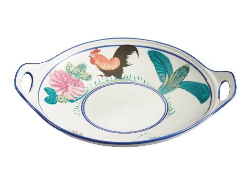 Rooster Series Deep Plate With Side Handles 12"