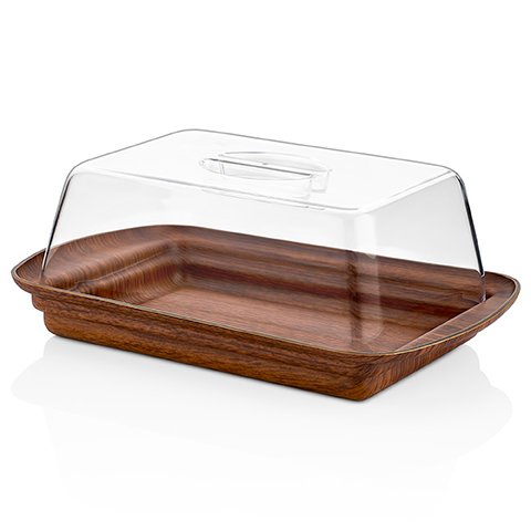 Evelin Rectangle Tray With Clear Cover L23cm