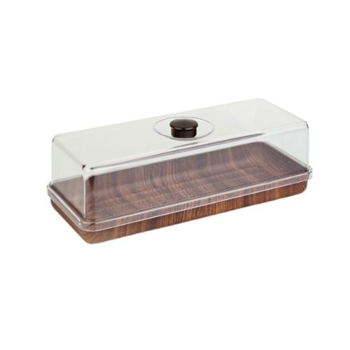 Evelin Polystyrene Rectangle Bread and Cake Tray with Lid L16 x W39 x H13cm