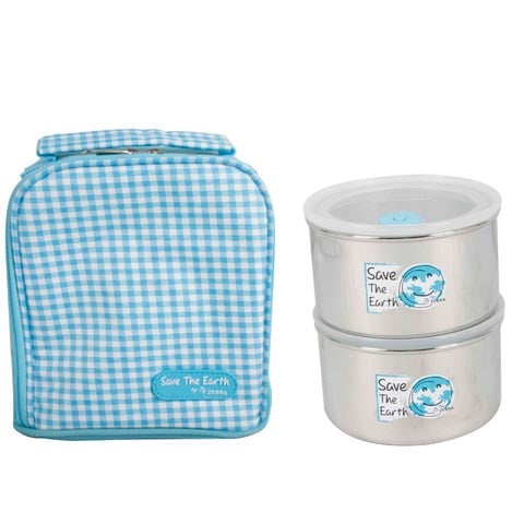 Zebra Kid Set II, Air Tight Food Storage 12cmx2Pcs With Warmer Bag