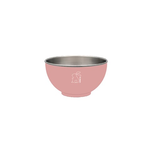 Zebra Stainless Steel Colour Bowl With Rabbit Pad 11cm, Pink