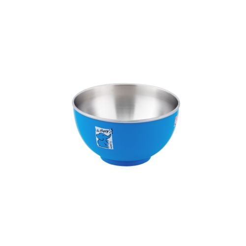 Zebra Stainless Steel Colour Bowl 15cm, Blue Elephant