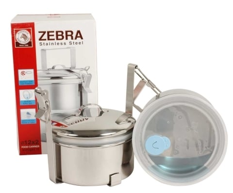 Zebra Stainless Steel Food Carrier With Plastic Air Tight Lid 12X2