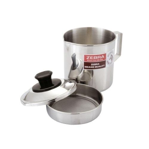 Zebra Stainless Steel Oil Filter Pot With Handle & Spout, 1.0Ltr