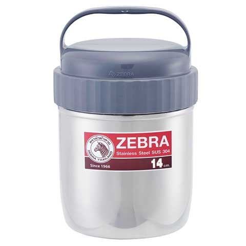 Zebra Double Wall Container With Plastic Lid 14 cm, 1.5L, Grey