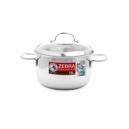 Zebra Extra Infinity Stainless Steel Sauce Pot With Glass Lid & Capsule Base Ø18cm