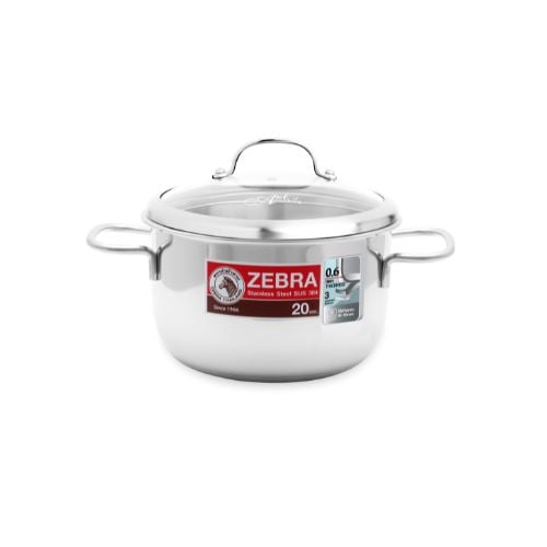 Zebra Extra Infinity Stainless Steel Sauce Pot With Glass Lid & Capsule Base Ø20cm