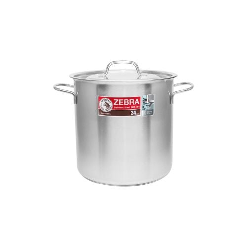 Zebra Stainless Steel Stock Pot With Lid & Capsule Base Ø24xH24cm, 10.8L, Friendly Infinit