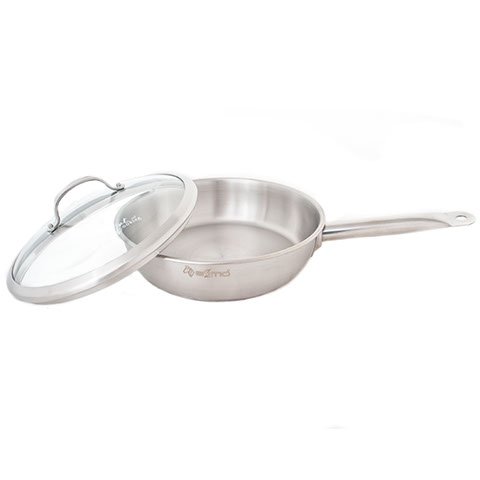 Zebra Stainless Steel Saute Pan With Glass Lid 24cm, Estio Pro 5-Ply