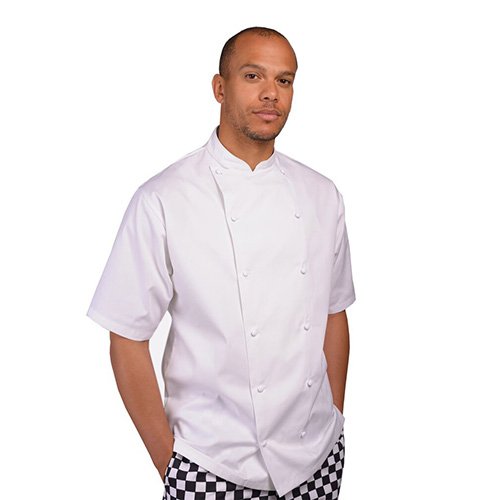 Le Chef Short Sleeve Chef Jacket, White, Lite Weight, L